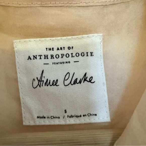 Anthropologie Aimee Clark Organza Shirt Dress Water Color Inspired Accent Small - Picture 4 of 13
